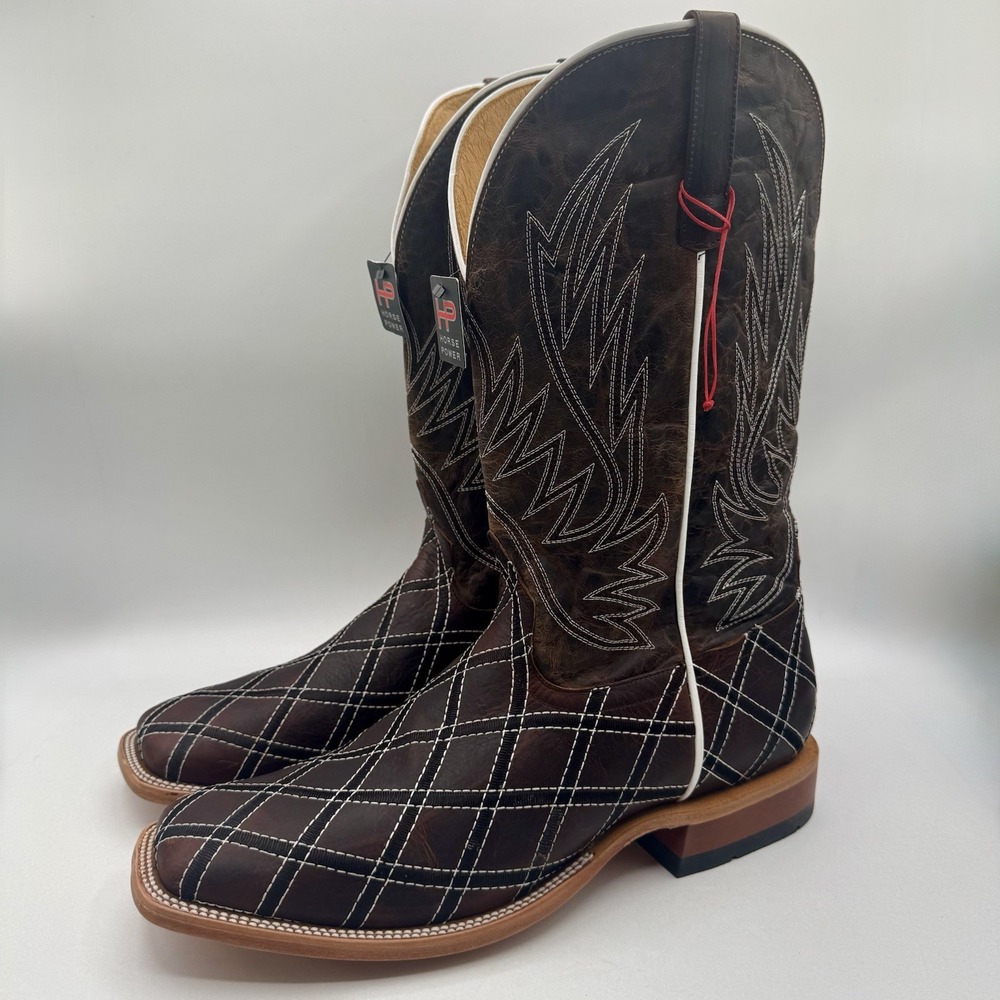 Horse Power Sabotage Boots Men's 15 D Brown Leather Square Toe